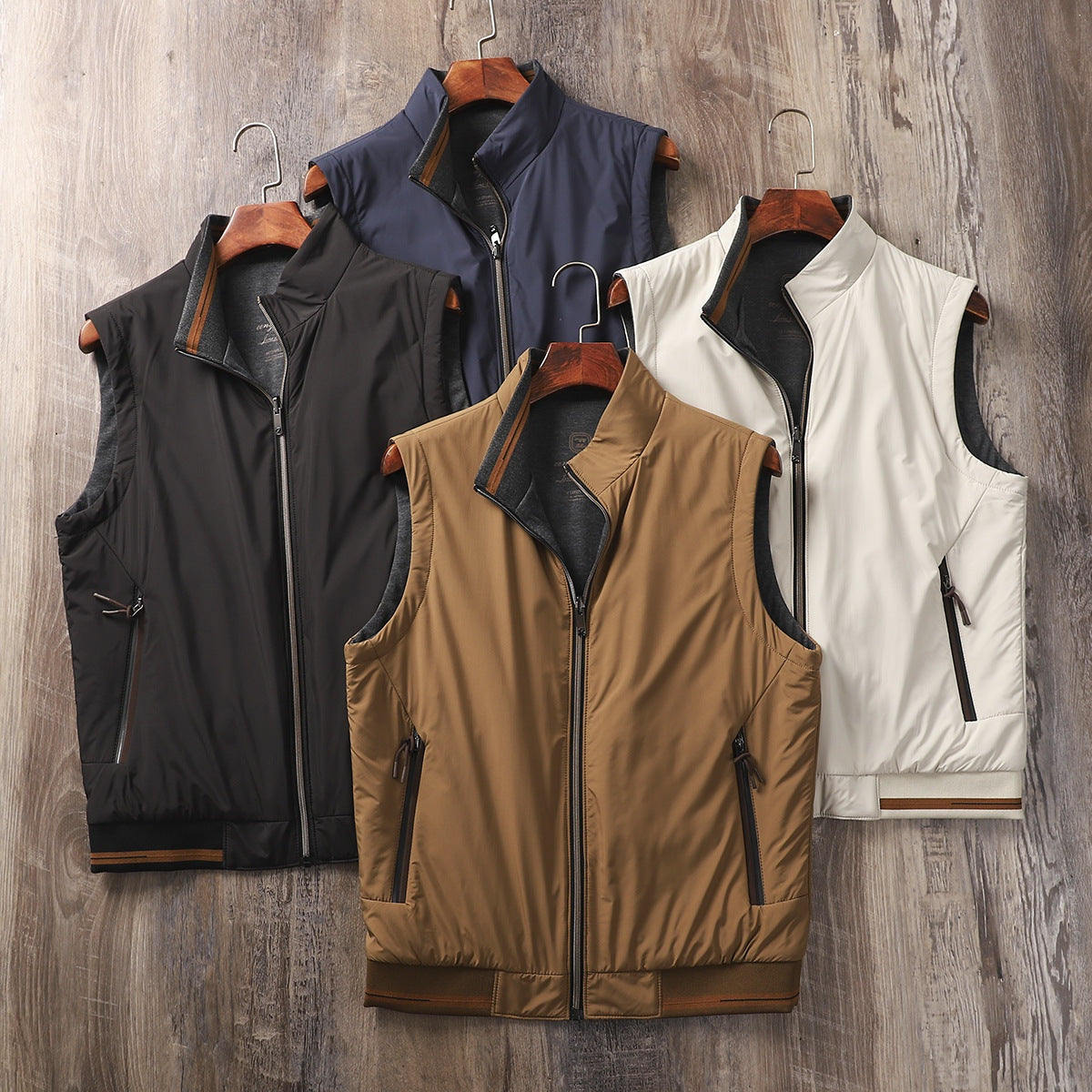 Silas | Men's Reversible Puffer Vest Stand Collar Zip Up