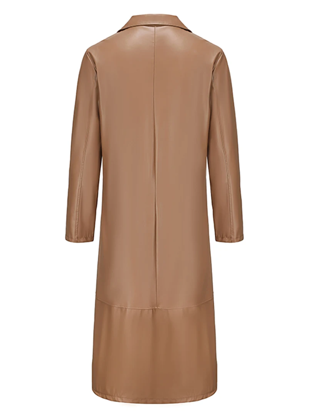 Men's Long Leather Trench Coat Lapel Collar