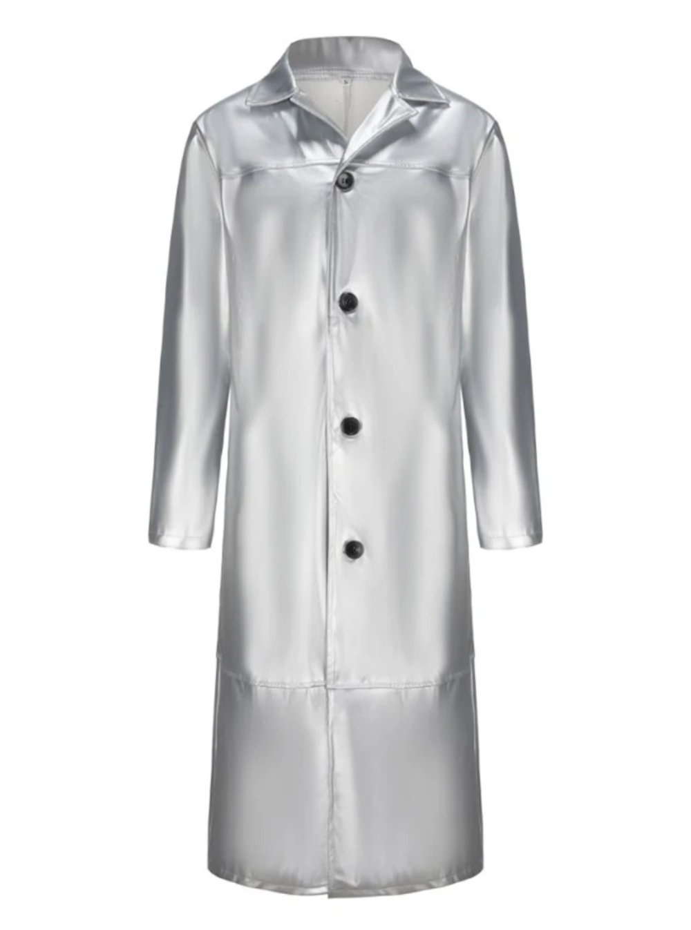 Men's Long Leather Trench Coat Lapel Collar