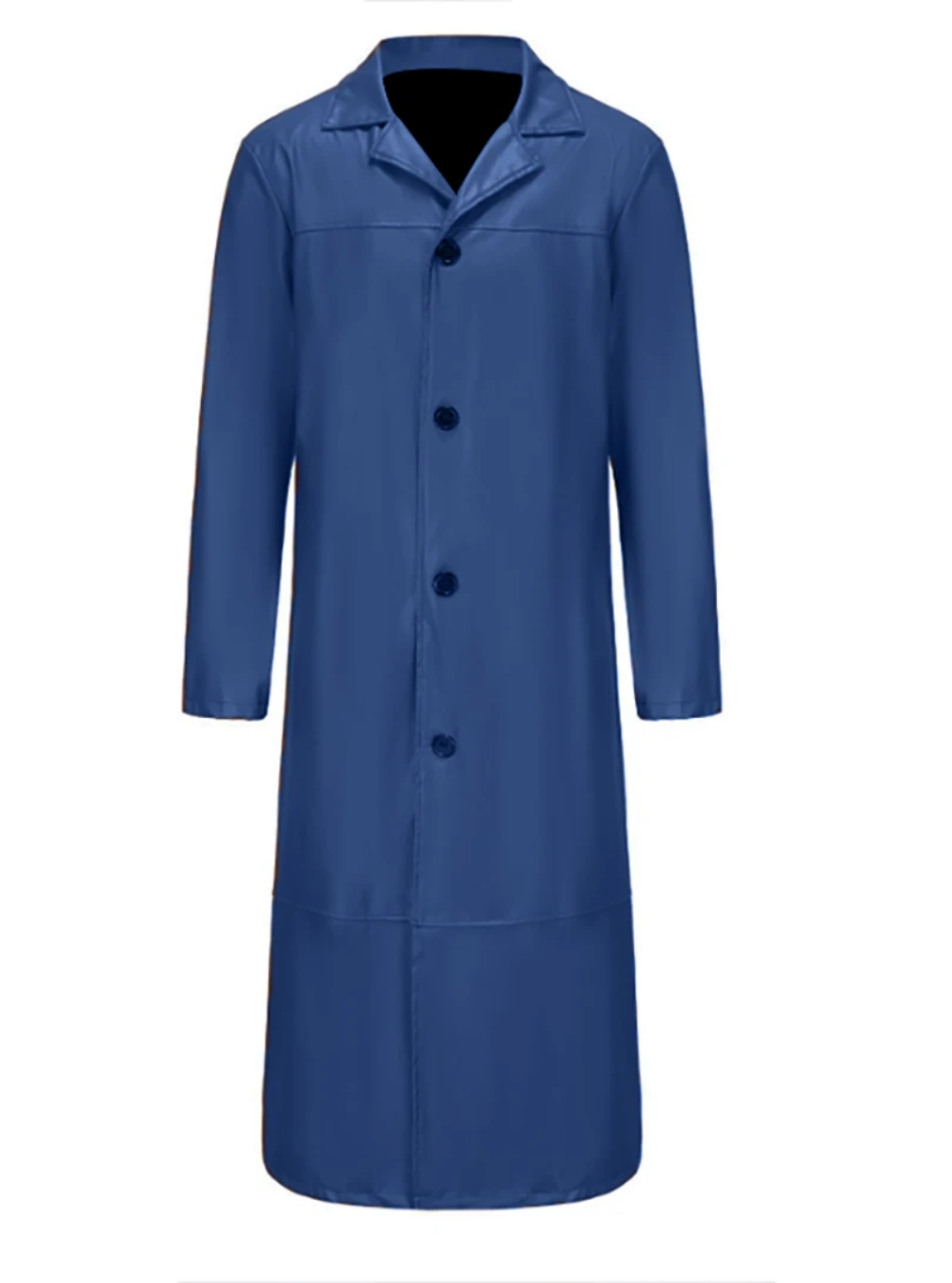 Men's Long Leather Trench Coat Lapel Collar