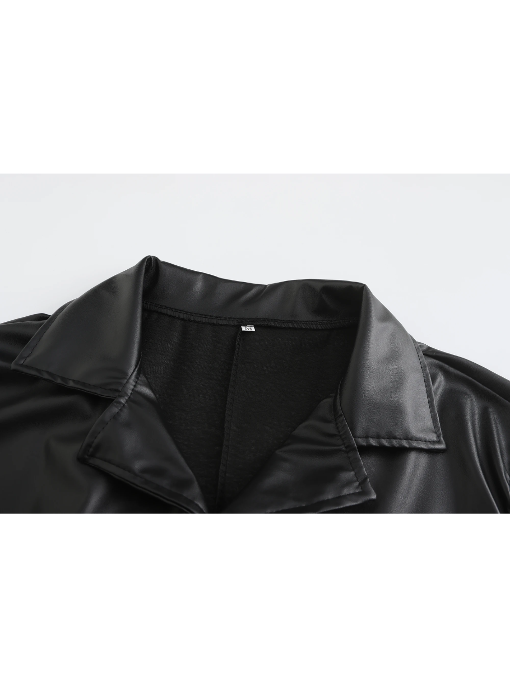 Men's Long Leather Trench Coat Lapel Collar