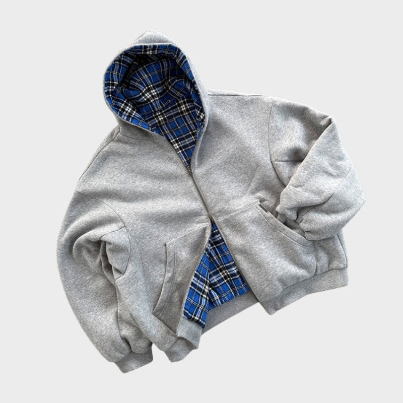 Adam | Men's Reversible Plaid Hoodie Sweatshirt Oversized
