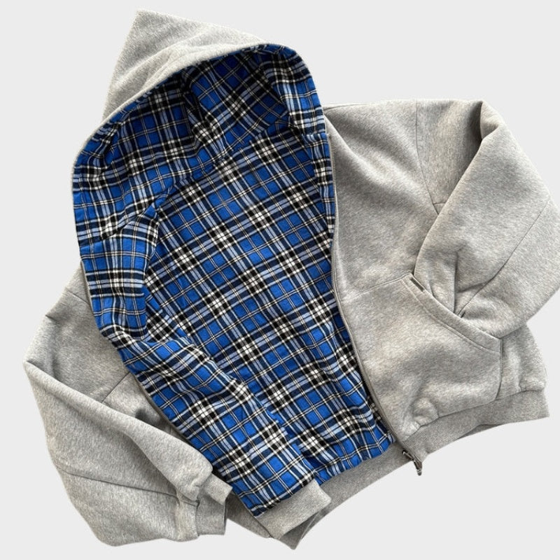Adam | Men's Reversible Plaid Hoodie Sweatshirt Oversized