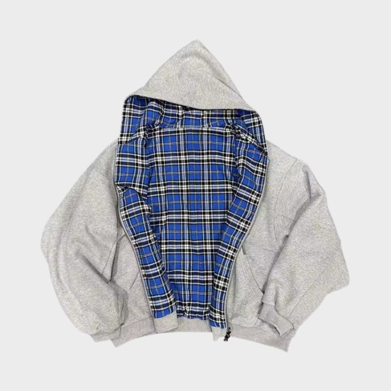 Adam | Men's Reversible Plaid Hoodie Sweatshirt Oversized