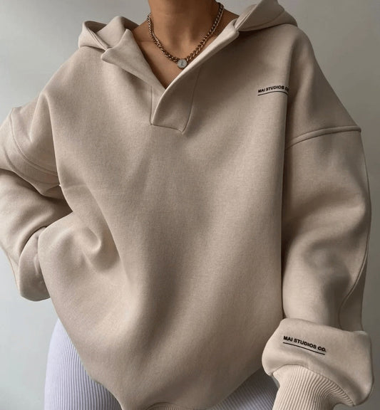 Evelyn | Women's Oversized Hoodie V Neck Athletic Sweatshirt
