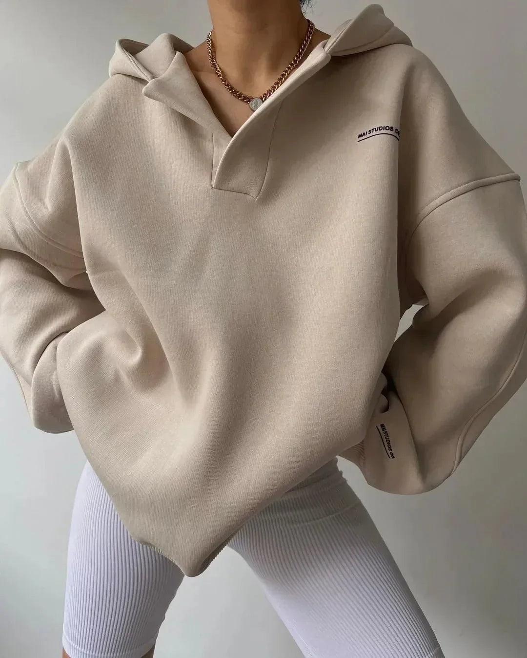 Evelyn | Women's Oversized Hoodie V Neck Athletic Sweatshirt