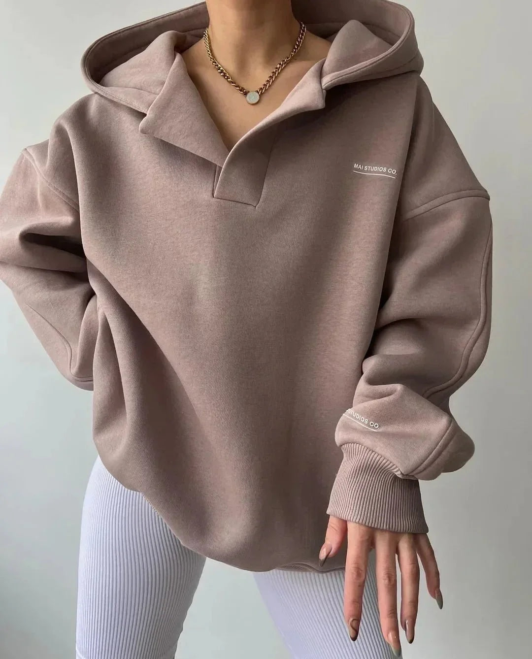 Evelyn | Women's Oversized Hoodie V Neck Athletic Sweatshirt