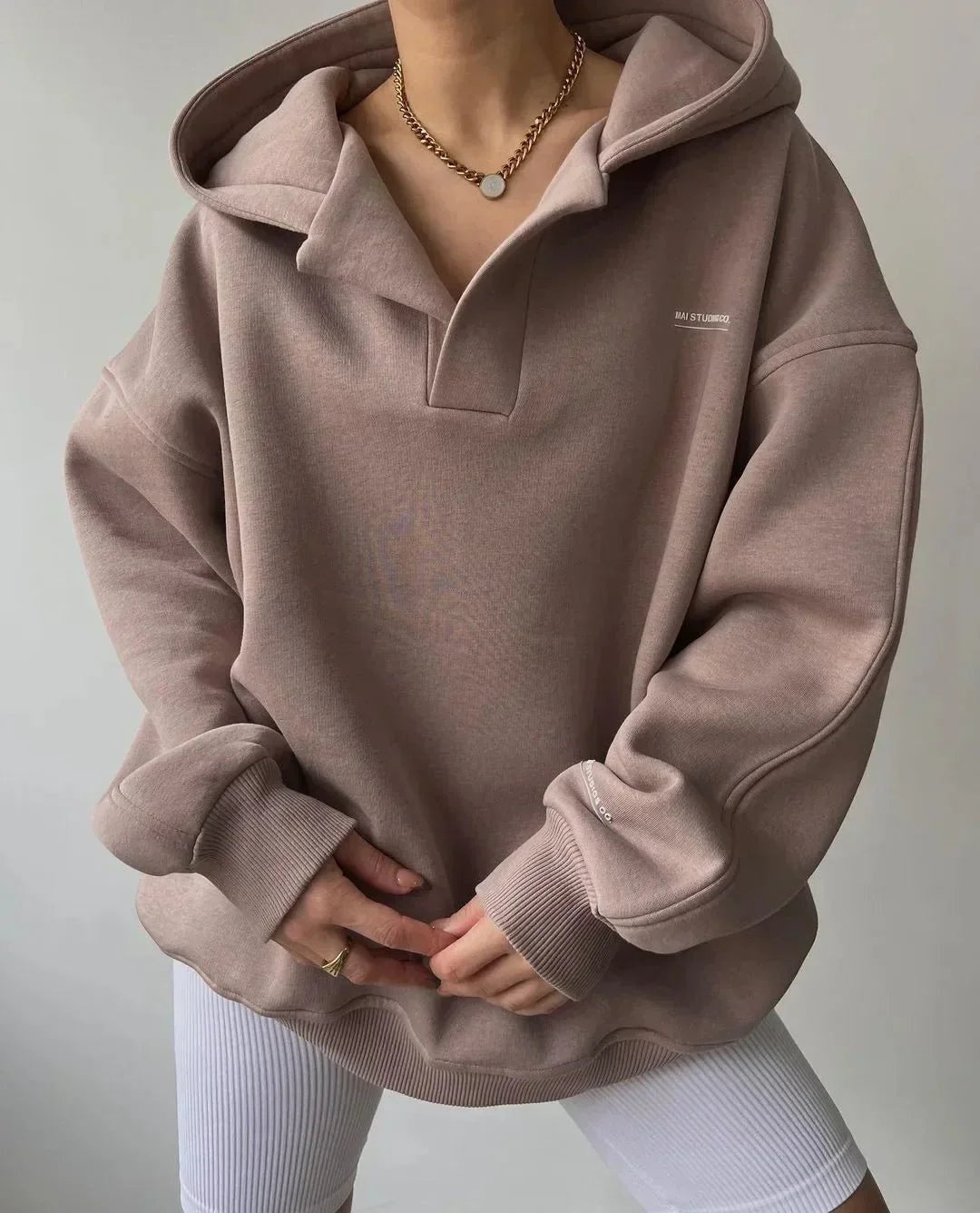 Evelyn | Women's Oversized Hoodie V Neck Athletic Sweatshirt