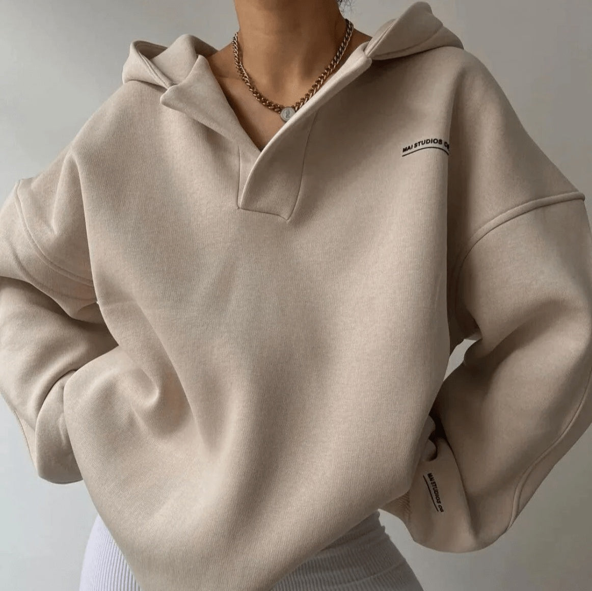 Evelyn | Women's Oversized Hoodie V Neck Athletic Sweatshirt
