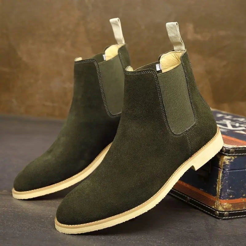 Theodore | Men's Suede Chelsea Ankle Boots Elastic Side Panels