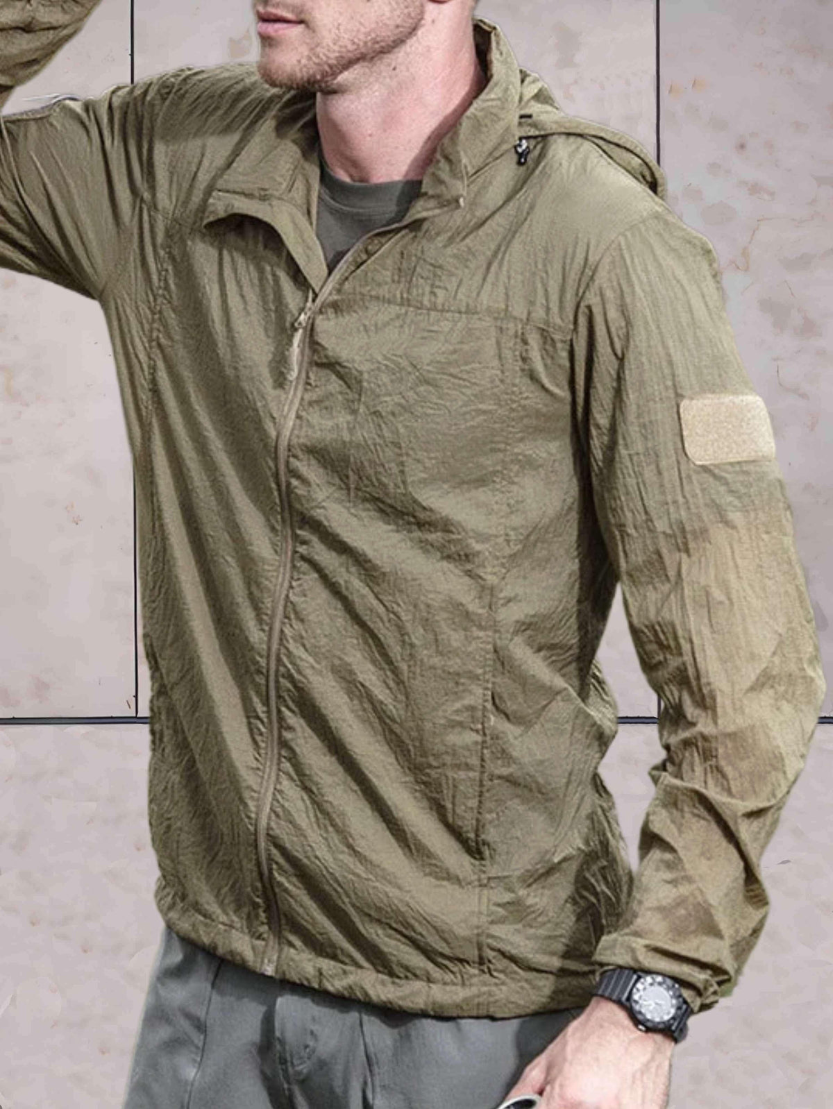 Men's Anorak Jacket Hooded Windbreaker Zip Up