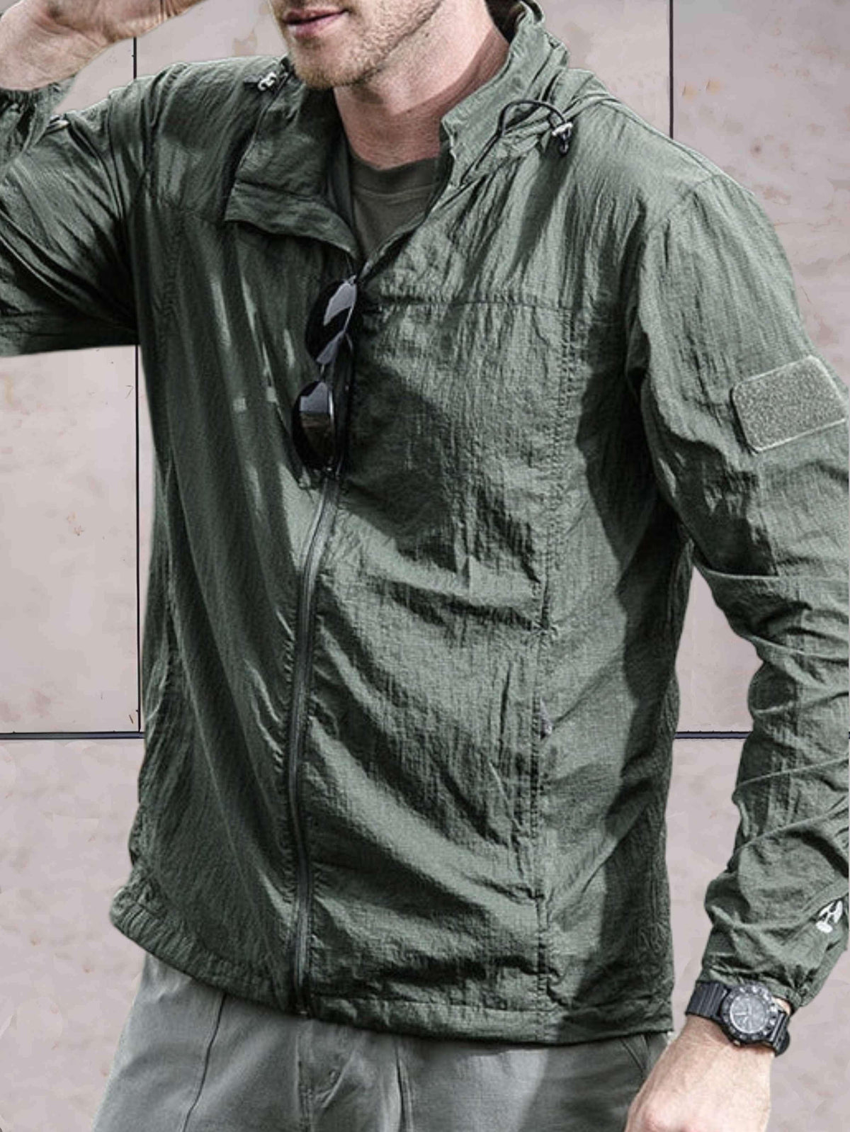 Men's Anorak Jacket Hooded Windbreaker Zip Up