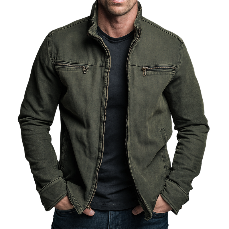 Emmett | Men's Cotton Military Jacket Stand Collar Multi Pocket