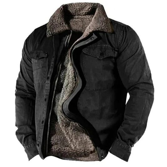 Philip | Men's Winter Sherpa Fleece Jacket Lapel Collar Pockets