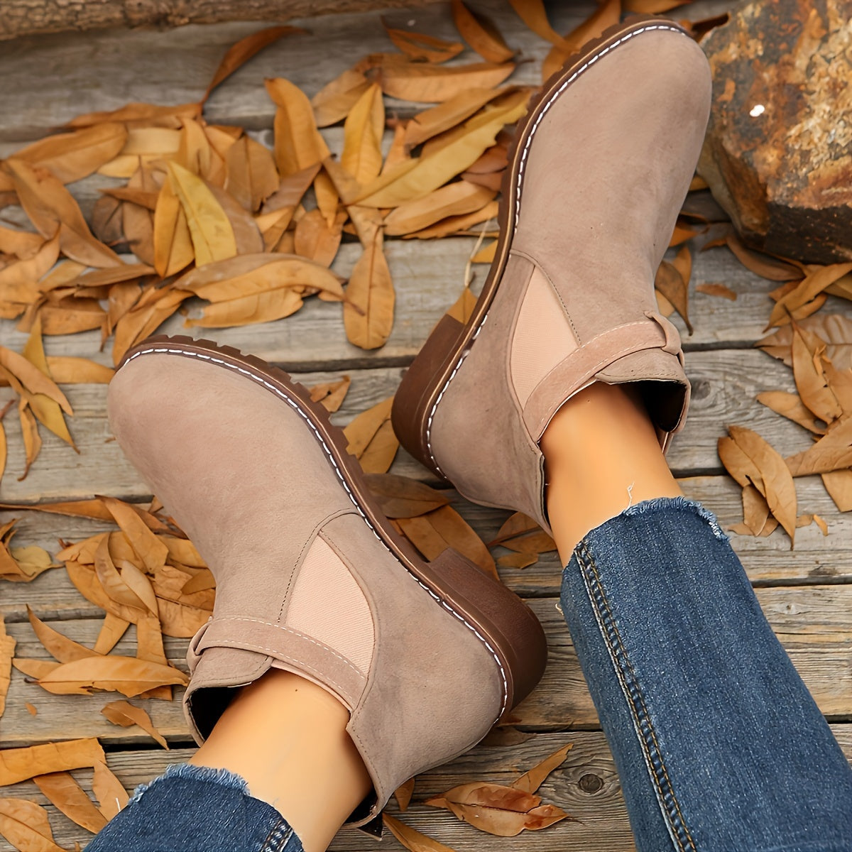 Naomi | Women's Suede Chelsea Boots Buckle Strap Ankle Booties