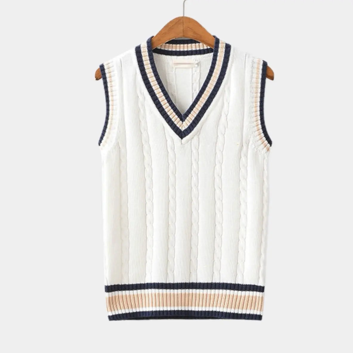 Everett | Men's V Neck Sweater Vest Cable Knit