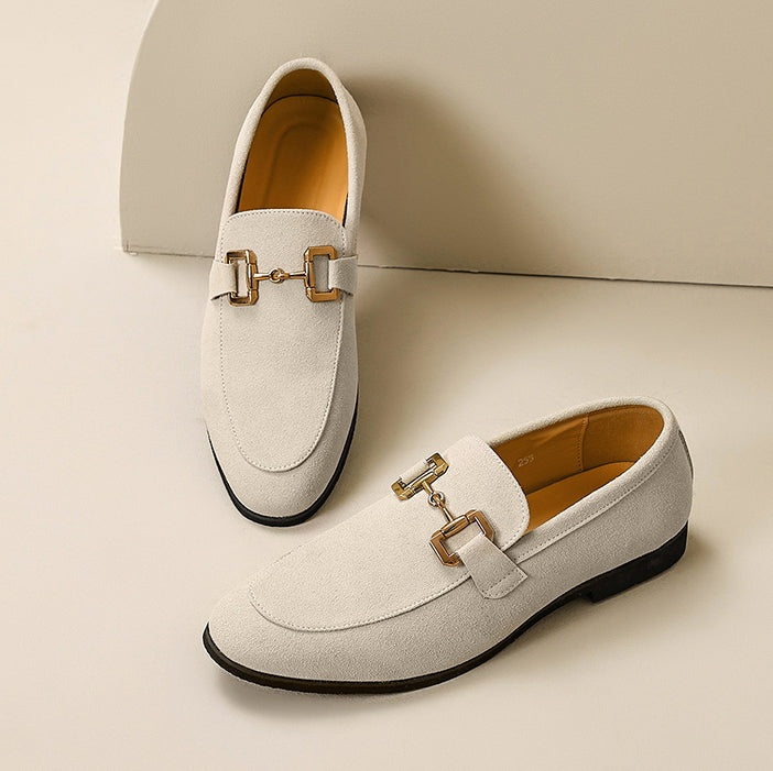 Liam | Men's Suede Loafers Gold Buckle Casual