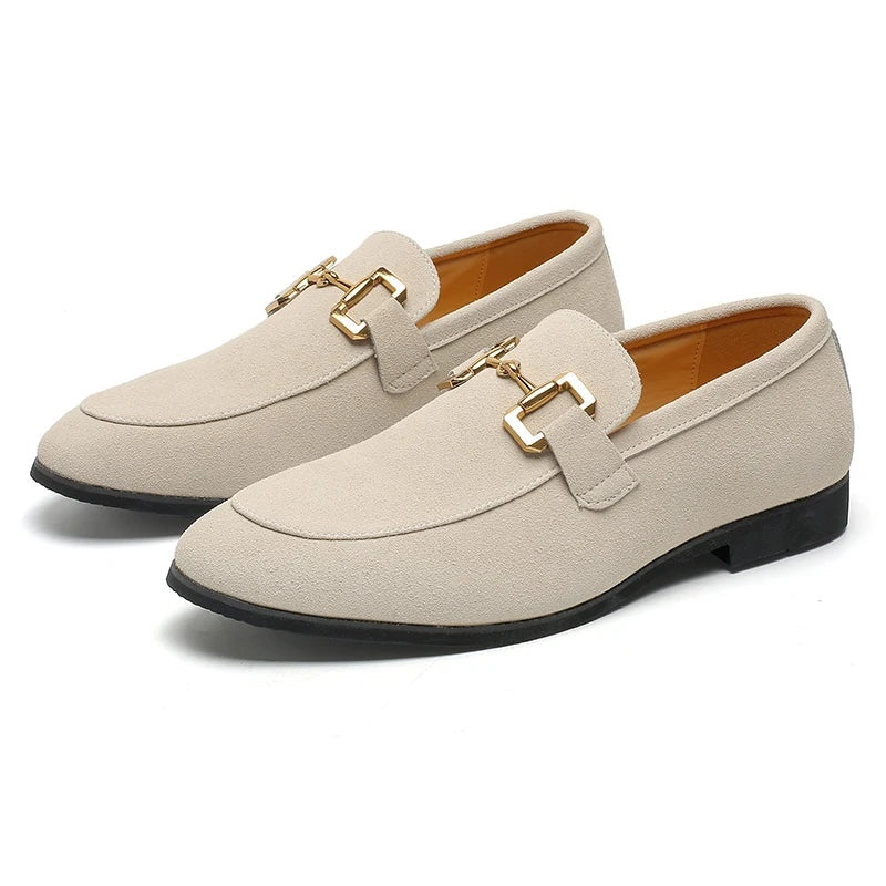 Liam | Men's Suede Loafers Gold Buckle Casual