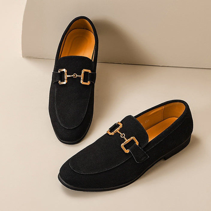 Liam | Men's Suede Loafers Gold Buckle Casual