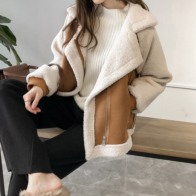 Eleanor | Women's Faux Suede Sherpa Jacket Oversized Zip Up