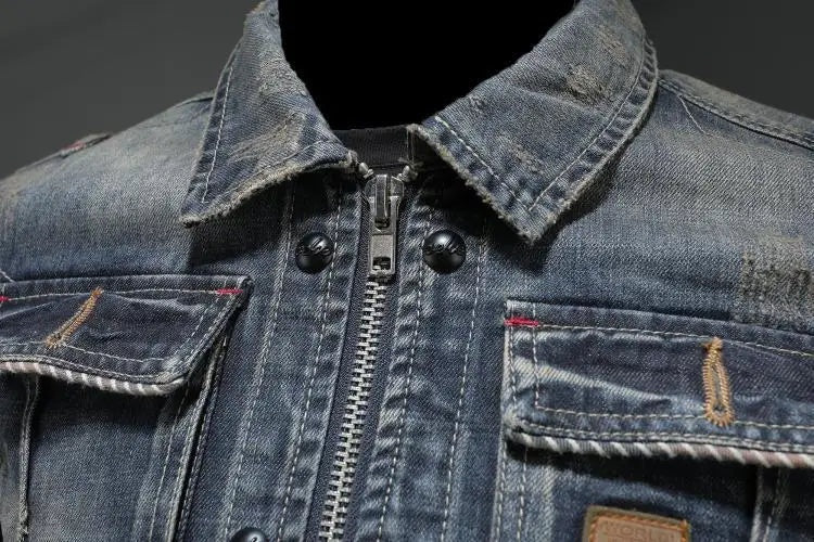 Colin | Men's Vintage Denim Jacket Multi Pocket