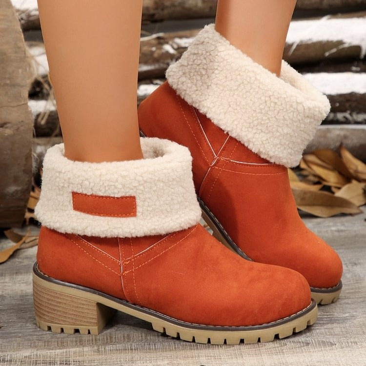Madelyn | Women's Suede Winter Boots Sherpa Lined Mid Calf