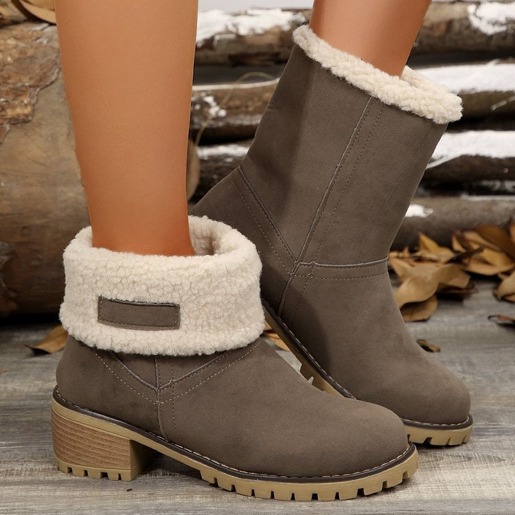 Madelyn | Women's Suede Winter Boots Sherpa Lined Mid Calf