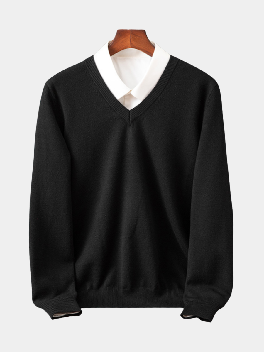 Men's Cashmere Sweater V Neck Long Sleeve