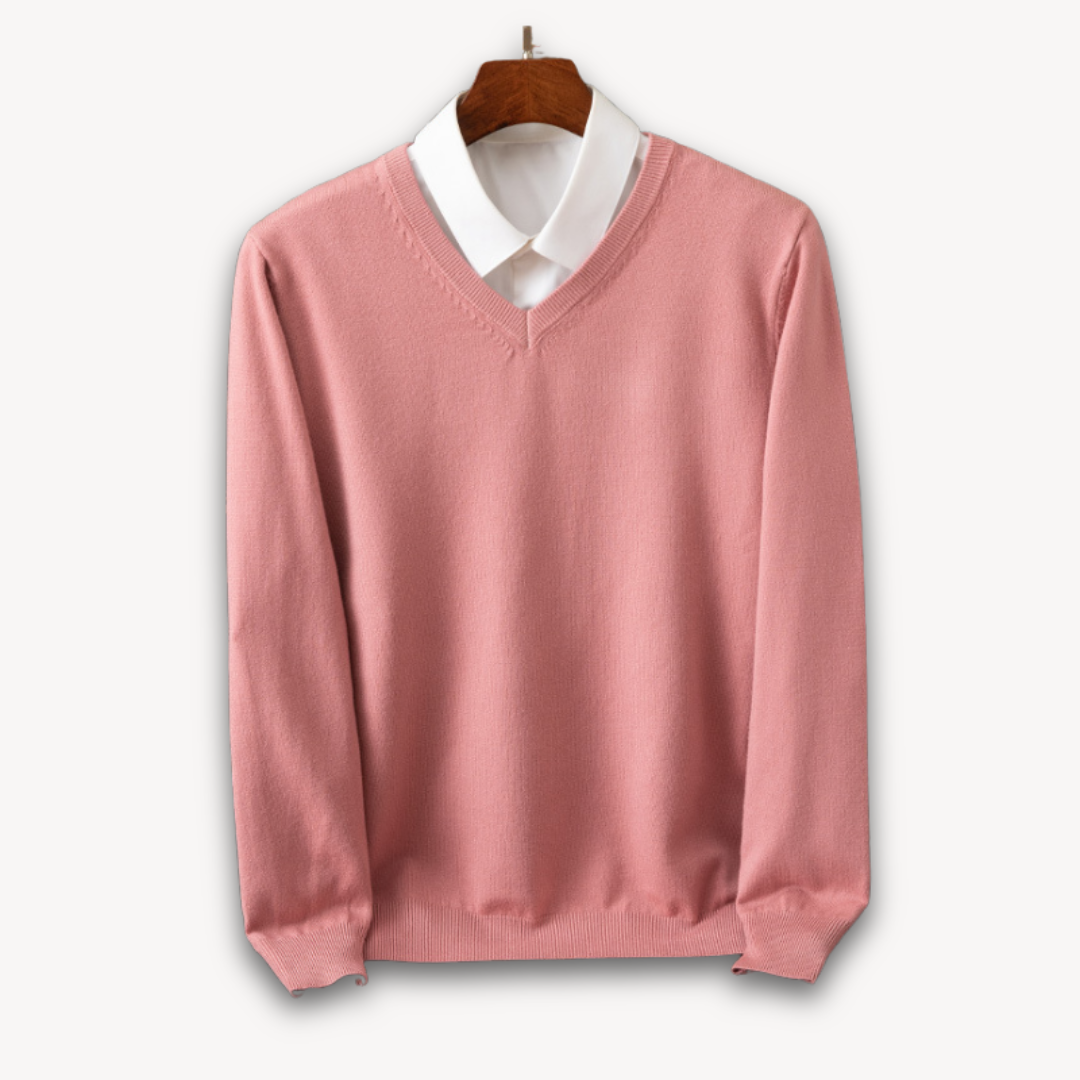Men's Cashmere Sweater V Neck Long Sleeve