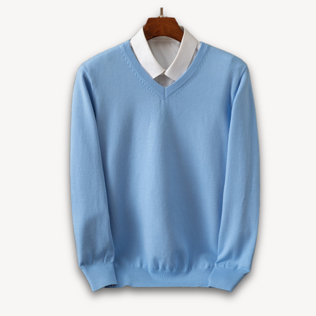 Men's Cashmere Sweater V Neck Long Sleeve