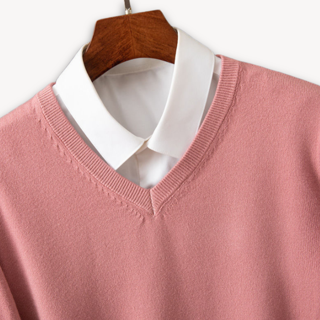 Men's Cashmere Sweater V Neck Long Sleeve