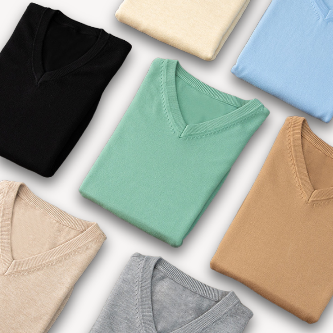 Men's Cashmere Sweater V Neck Long Sleeve