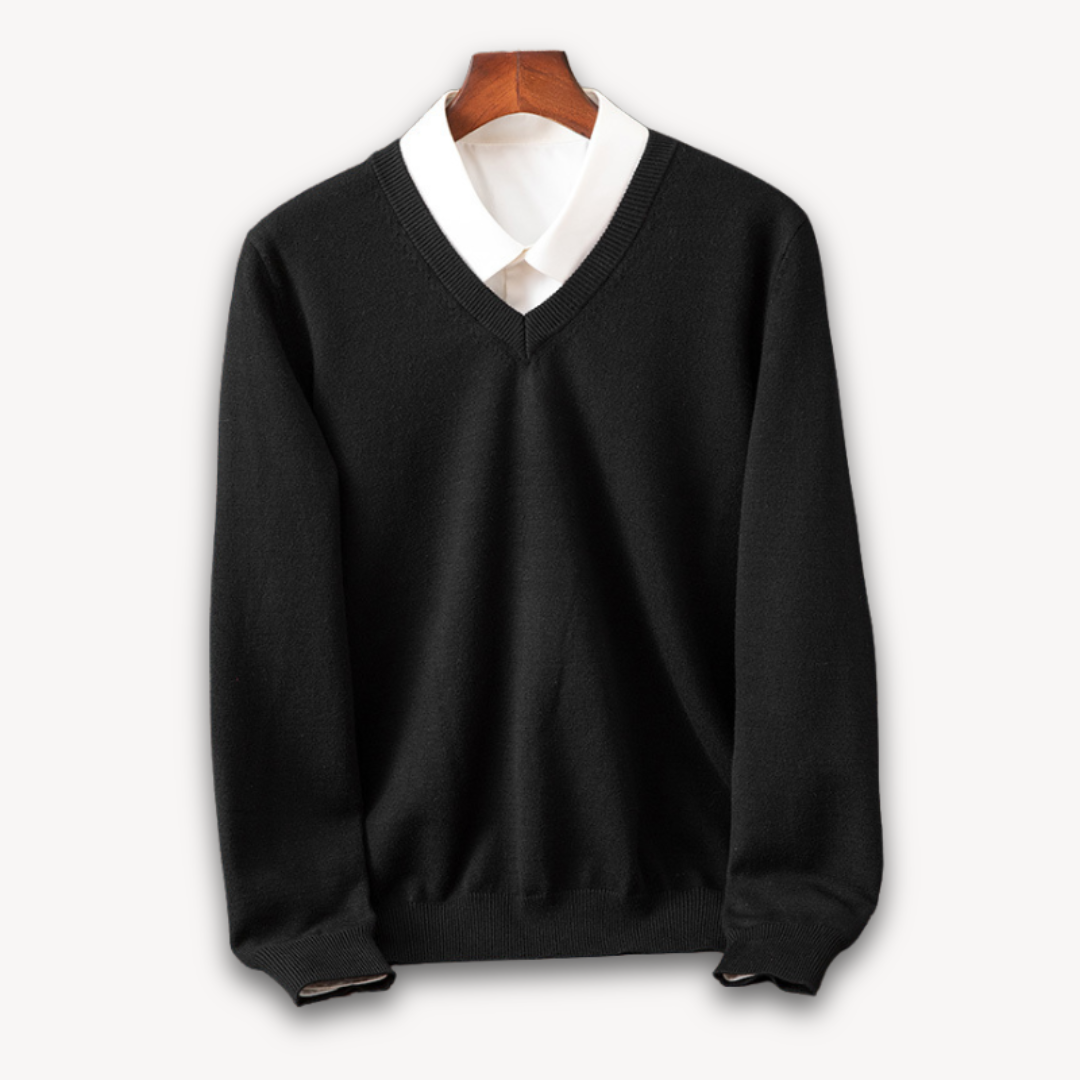 Men's Cashmere Sweater V Neck Long Sleeve