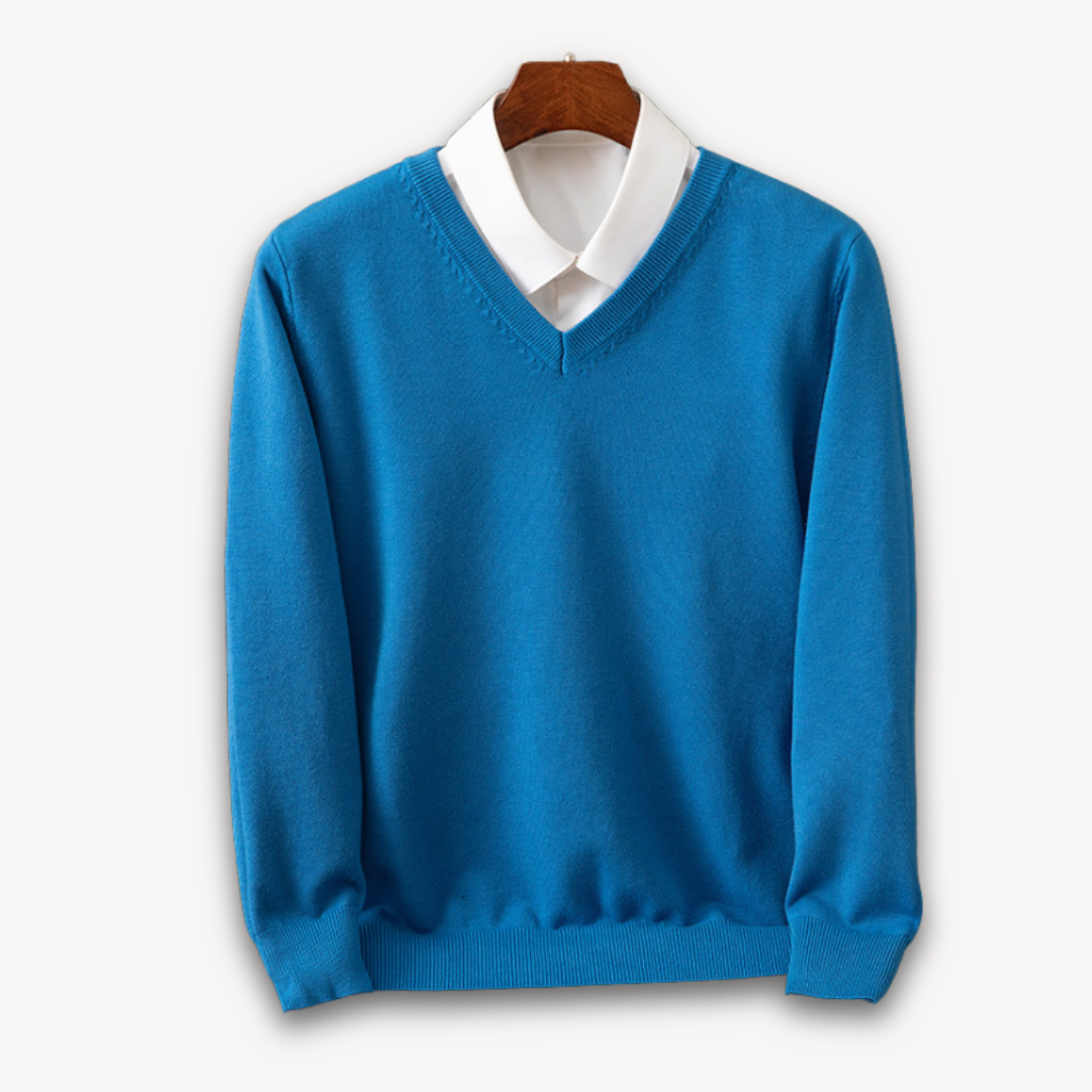 Men's Cashmere Sweater V Neck Long Sleeve