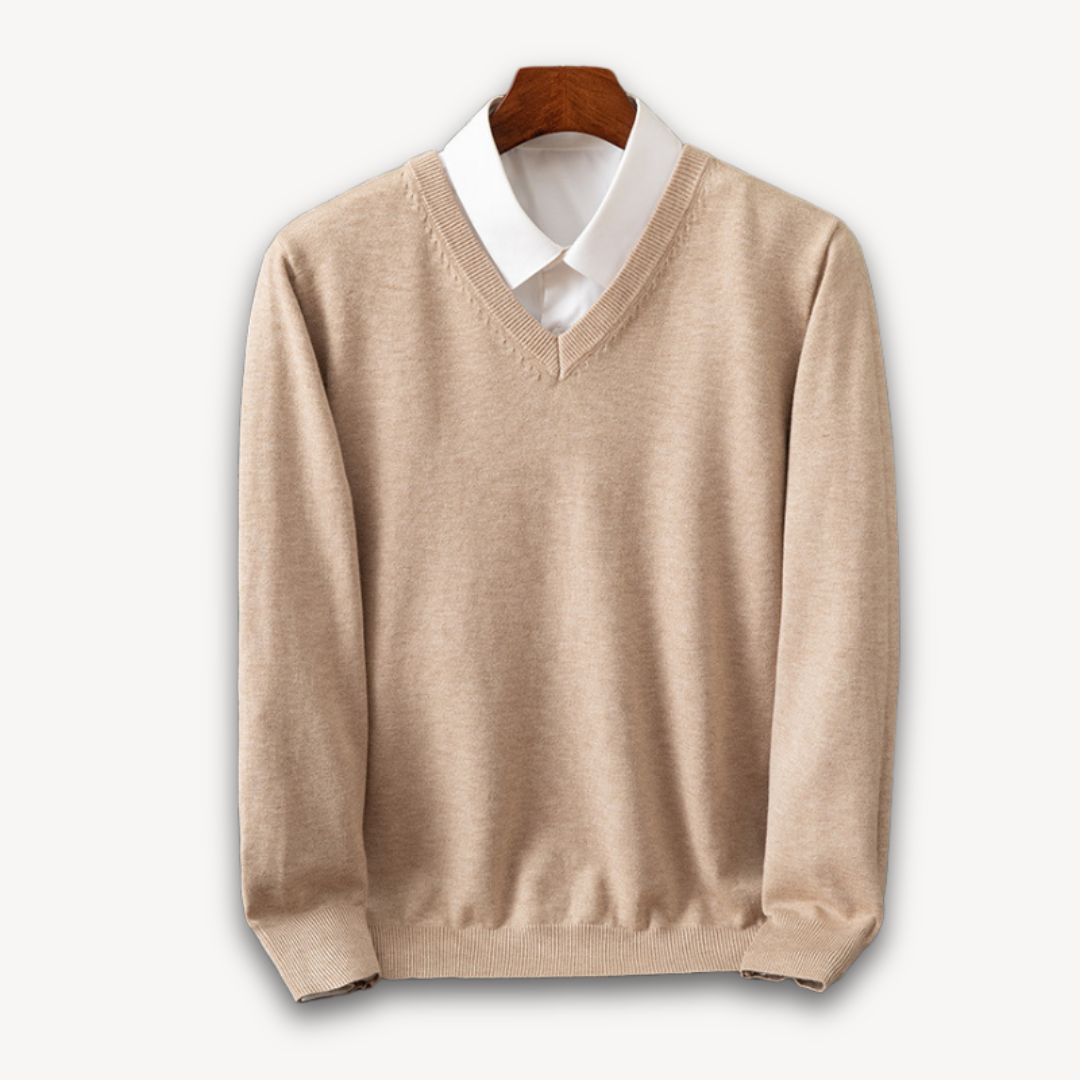 Men's Cashmere Sweater V Neck Long Sleeve