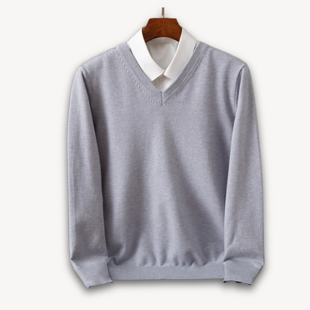Men's Cashmere Sweater V Neck Long Sleeve