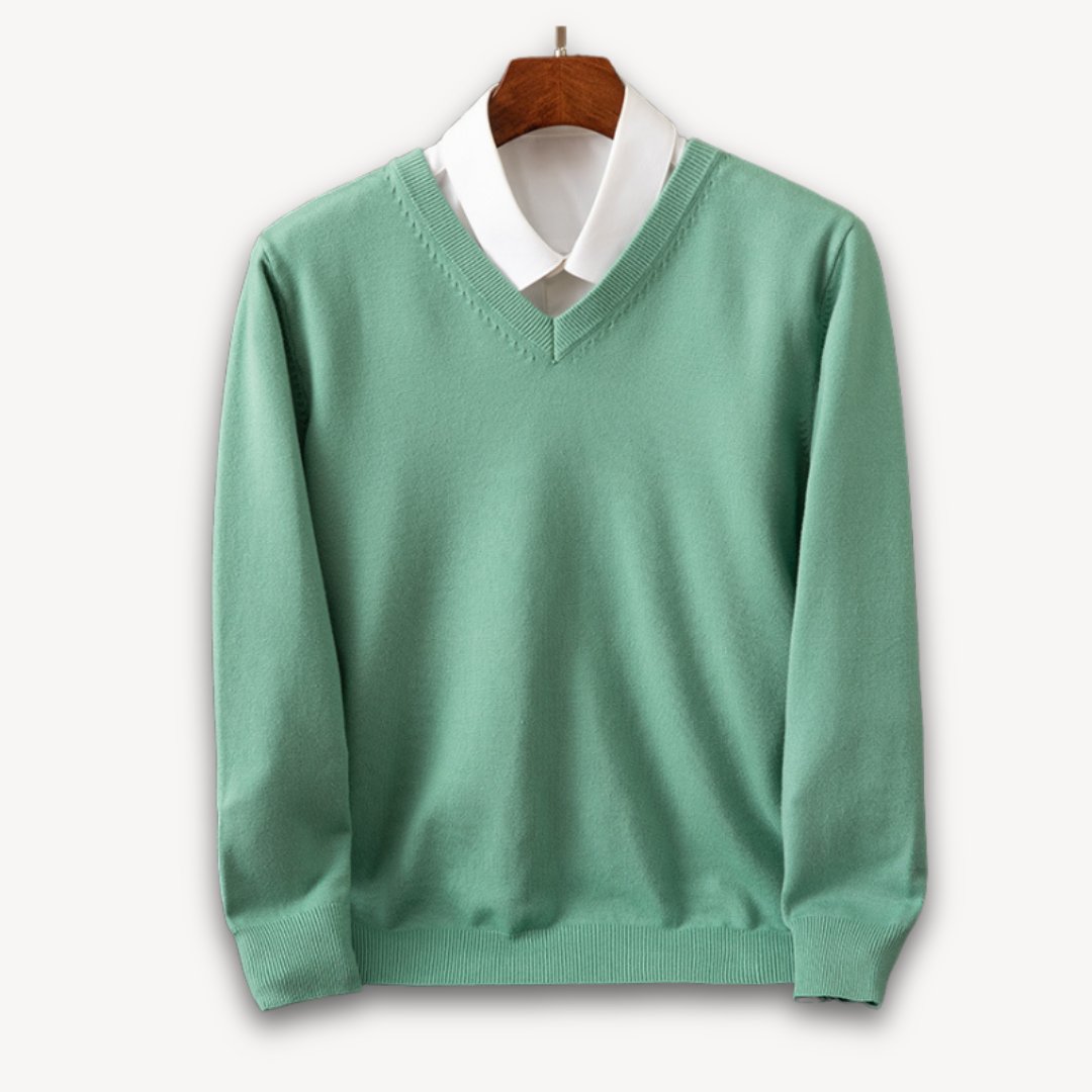 Men's Cashmere Sweater V Neck Long Sleeve