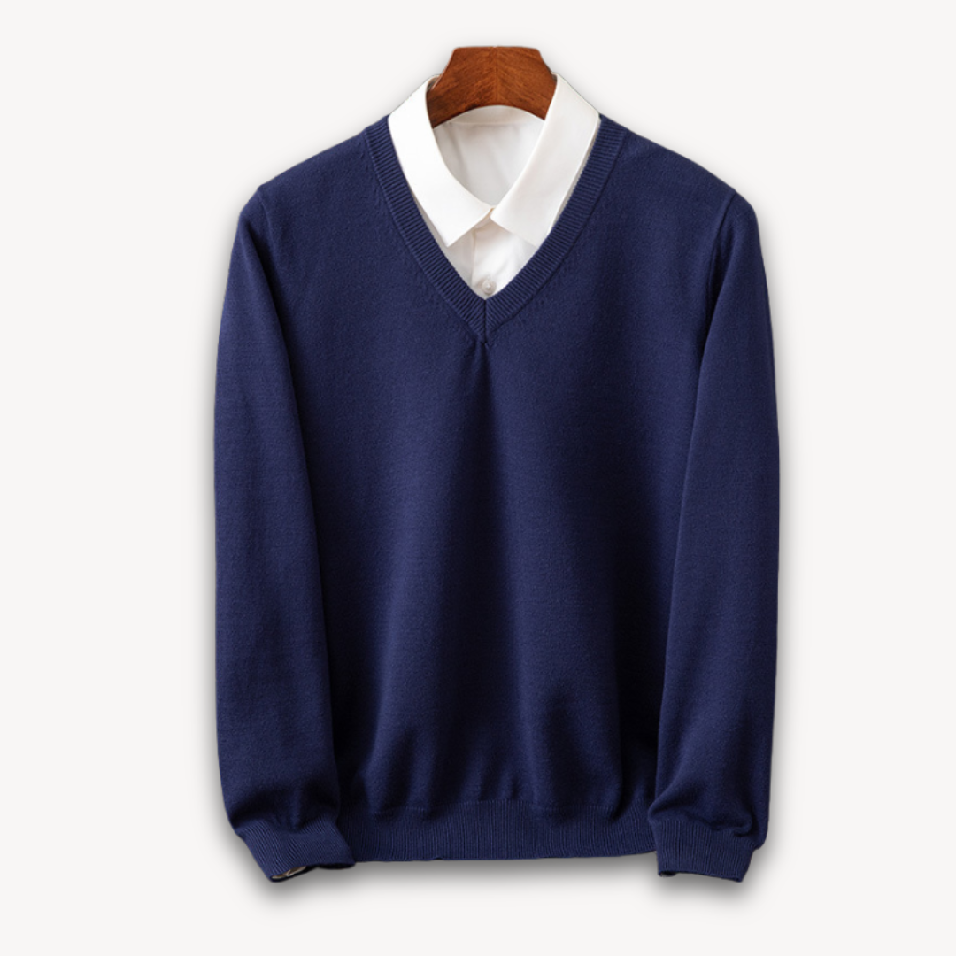 Men's Cashmere Sweater V Neck Long Sleeve