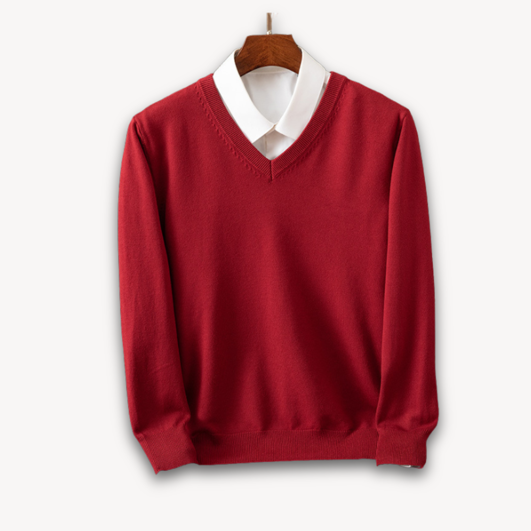 Men's Cashmere Sweater V Neck Long Sleeve