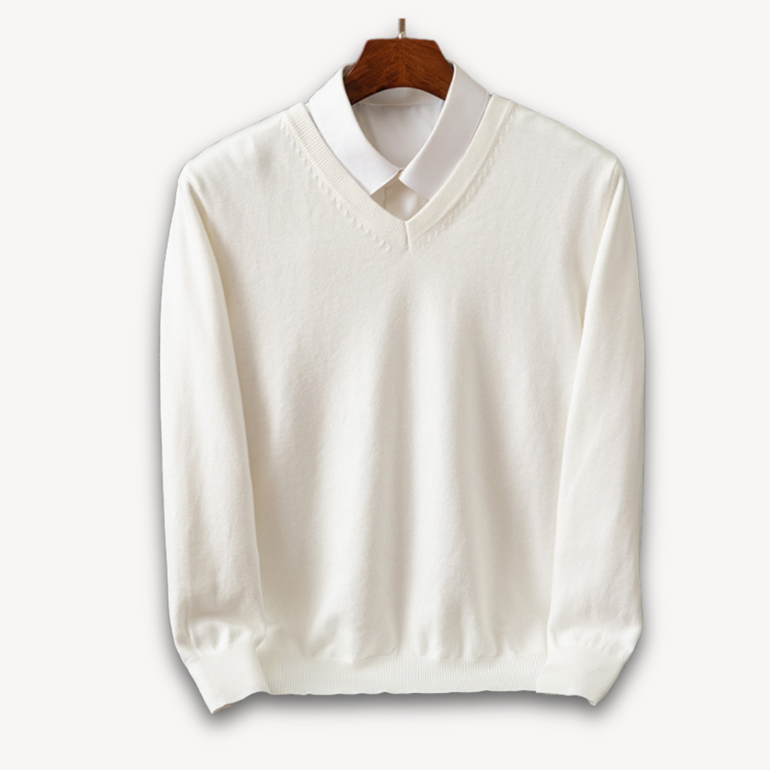Men's Cashmere Sweater V Neck Long Sleeve