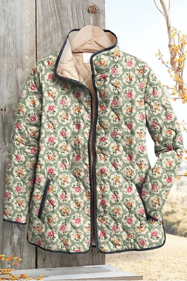 Olivia | Women's Floral Patchwork Quilted Jacket Lightweight Fall Coat