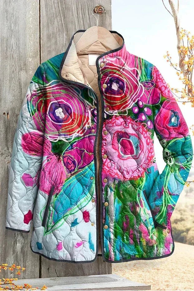 Olivia | Women's Floral Patchwork Quilted Jacket Lightweight Fall Coat