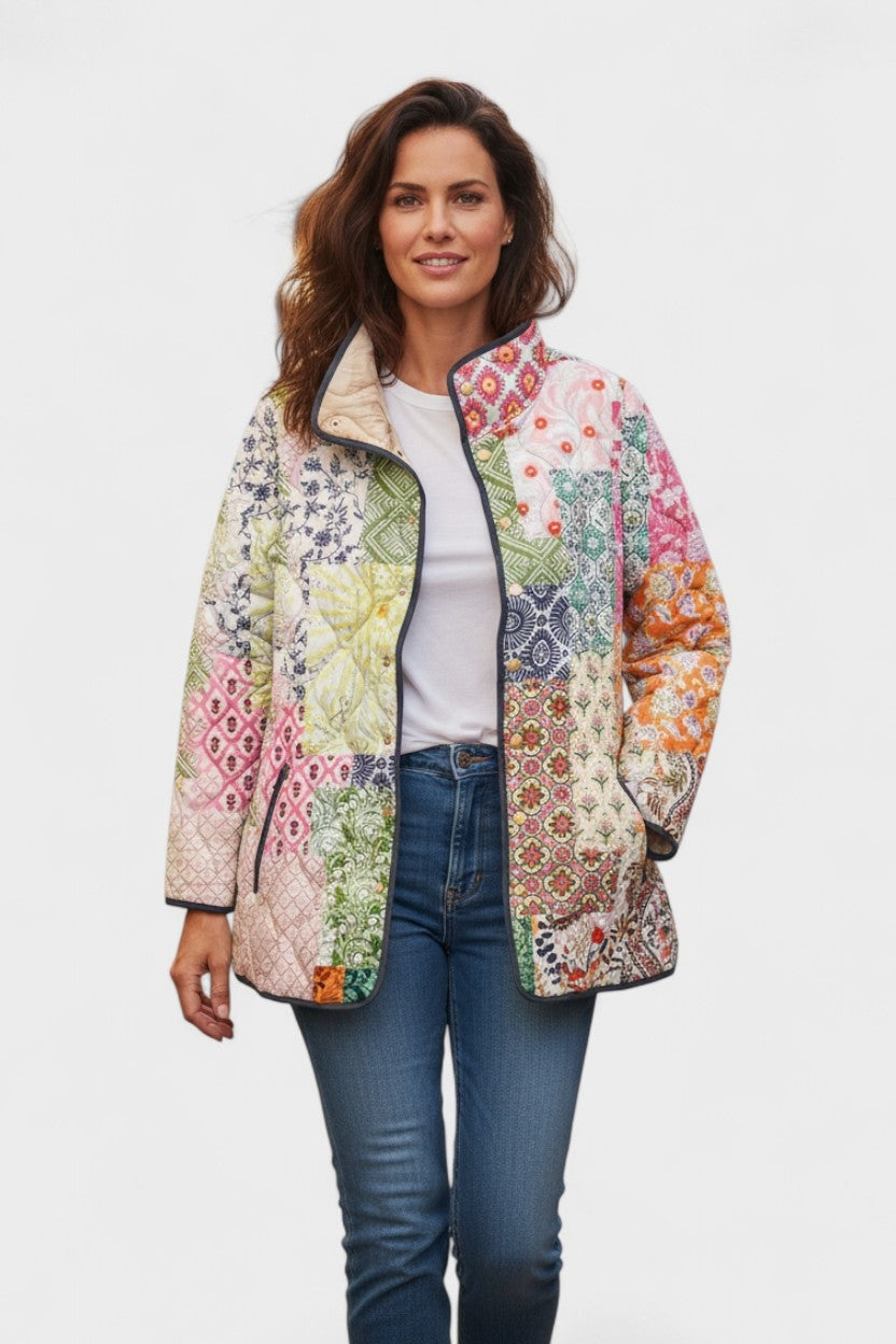 Olivia | Women's Floral Patchwork Quilted Jacket Lightweight Fall Coat