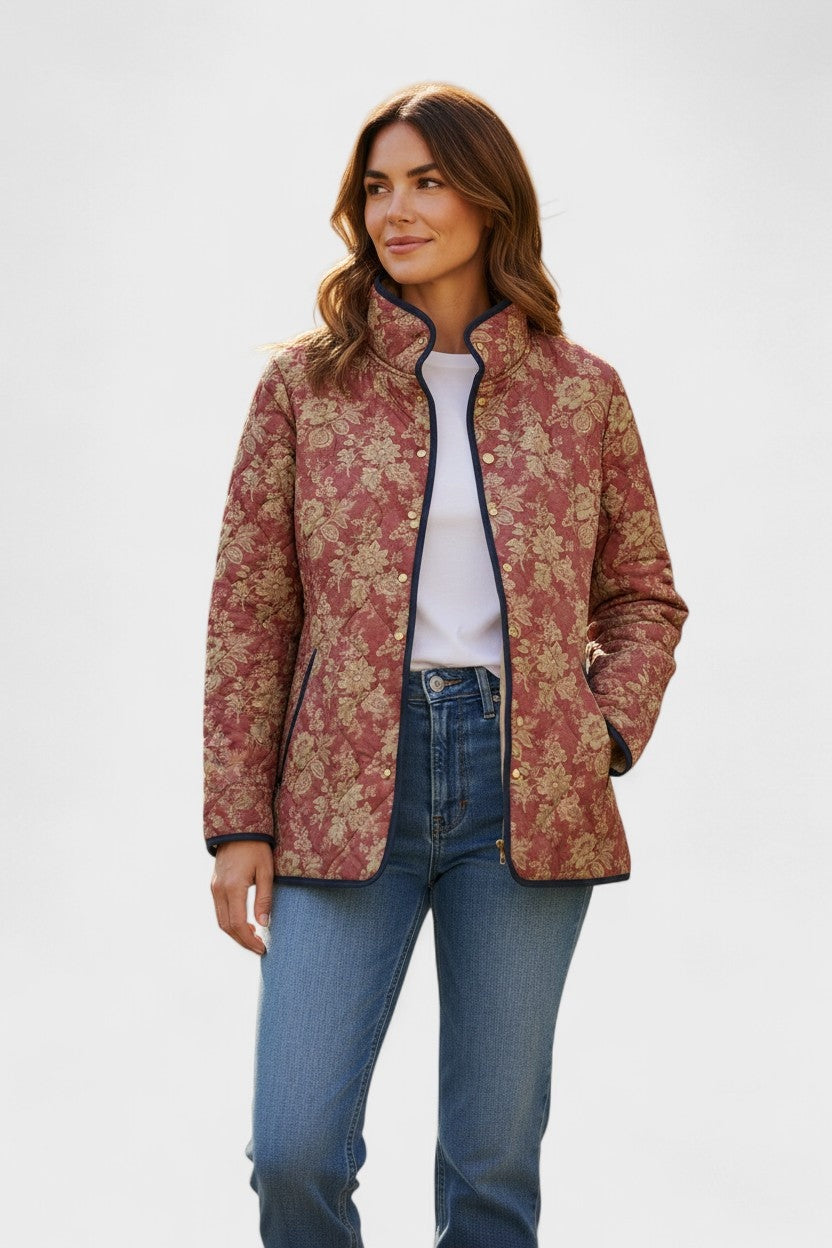 Olivia | Women's Floral Patchwork Quilted Jacket Lightweight Fall Coat