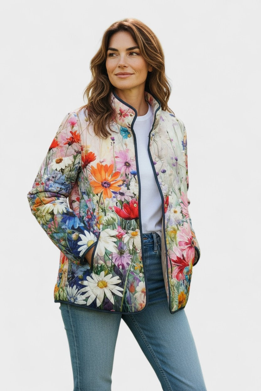 Olivia | Women's Floral Patchwork Quilted Jacket Lightweight Fall Coat