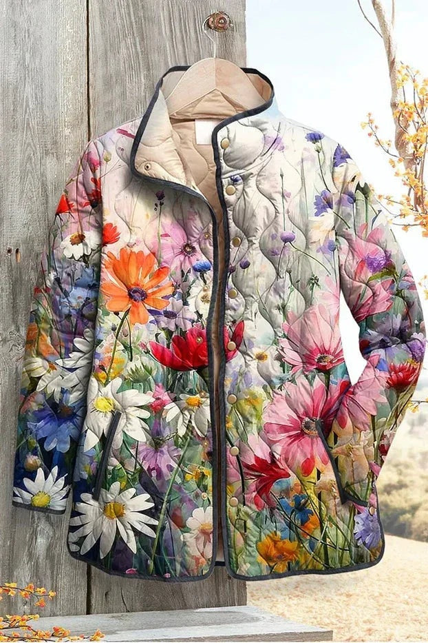 Olivia | Women's Floral Patchwork Quilted Jacket Lightweight Fall Coat