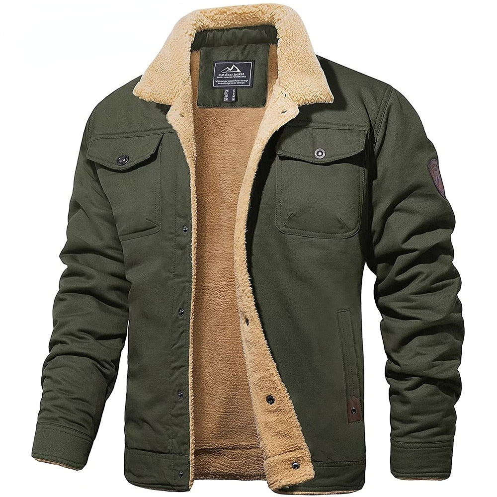Walter | Men's Sherpa Lined Military Jacket Pockets Winter
