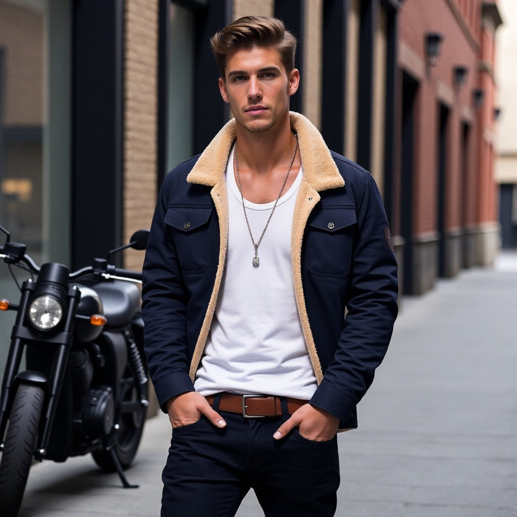 Walter | Men's Sherpa Lined Military Jacket Pockets Winter
