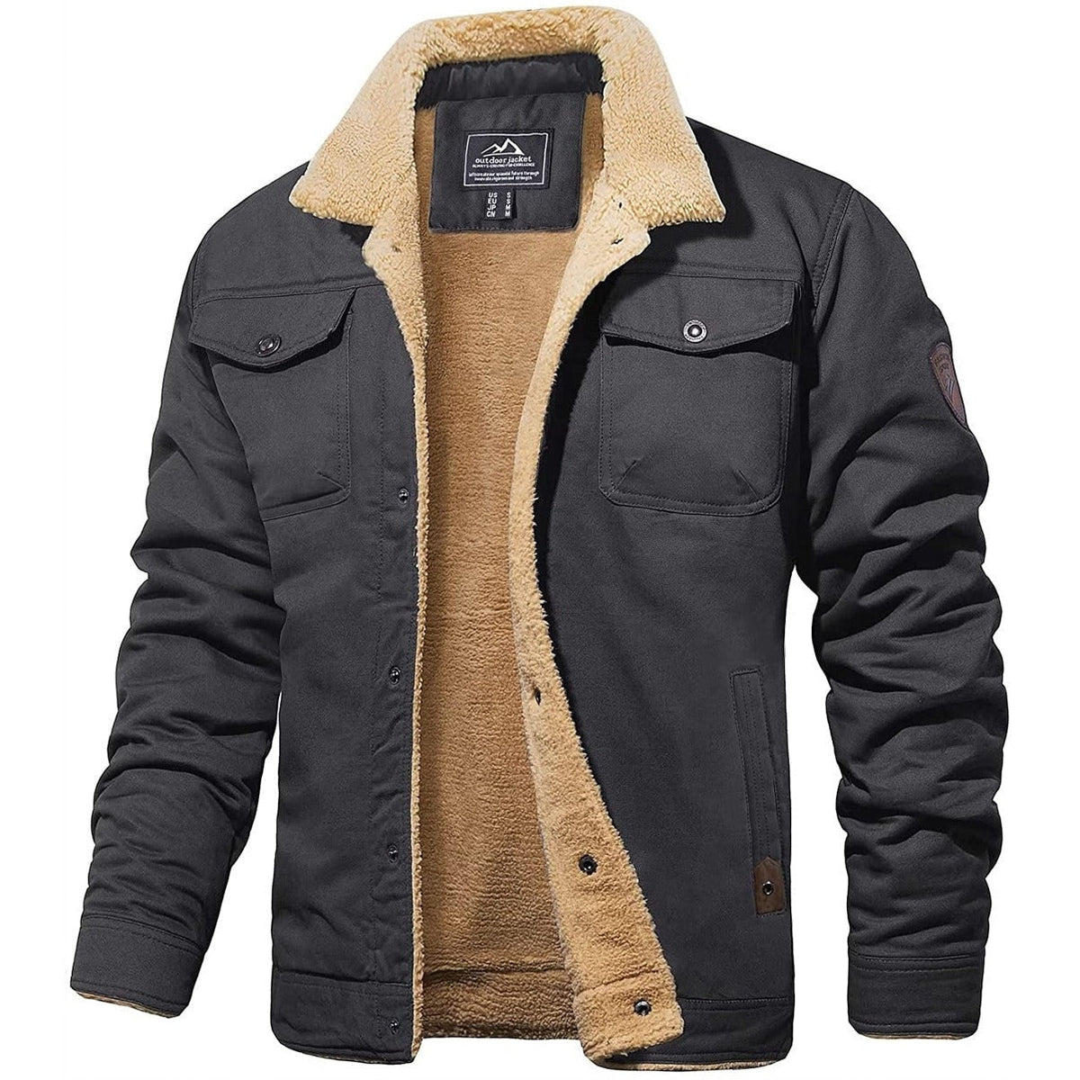 Walter | Men's Sherpa Lined Military Jacket Pockets Winter