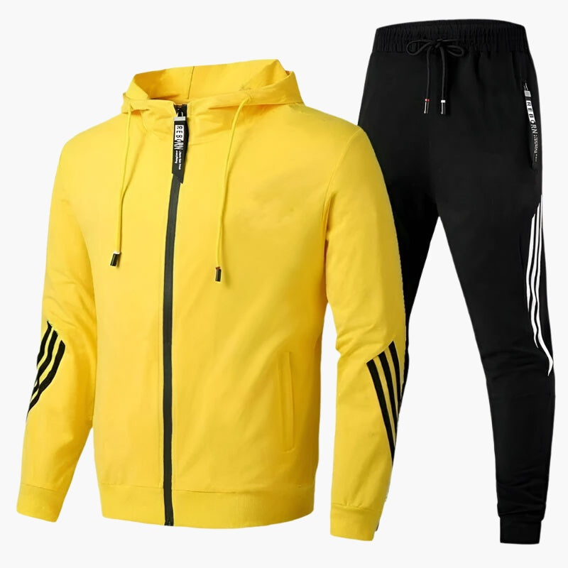 Anthony | Men's Hooded Tracksuit Zip Up Striped Set